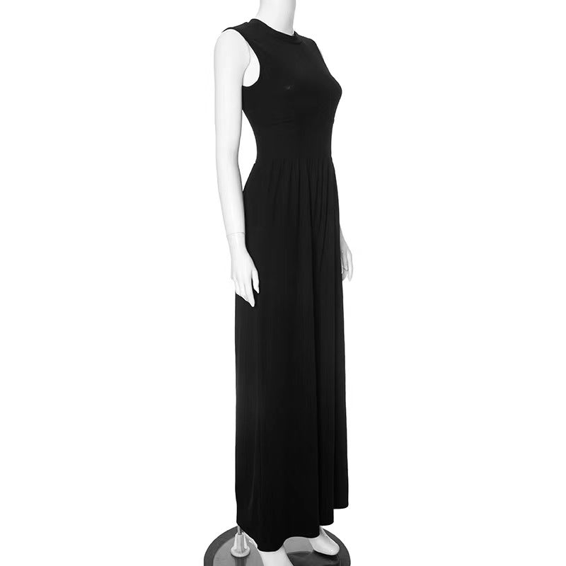 Black Sleeveless Tummy Control Wide Leg Jumpsuit - Ellie