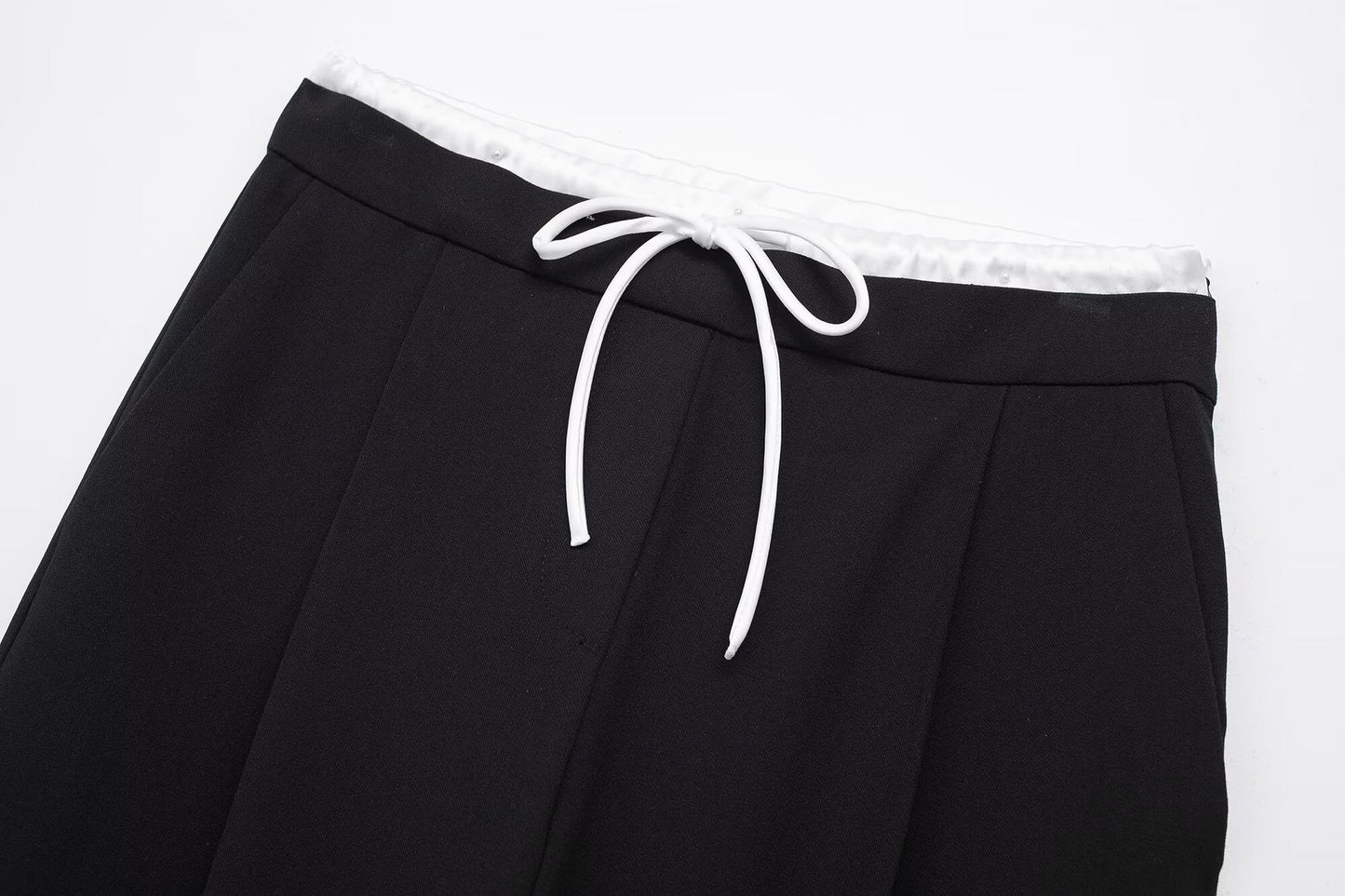 Black Double Waistband Wide Leg Trouser - Nova
