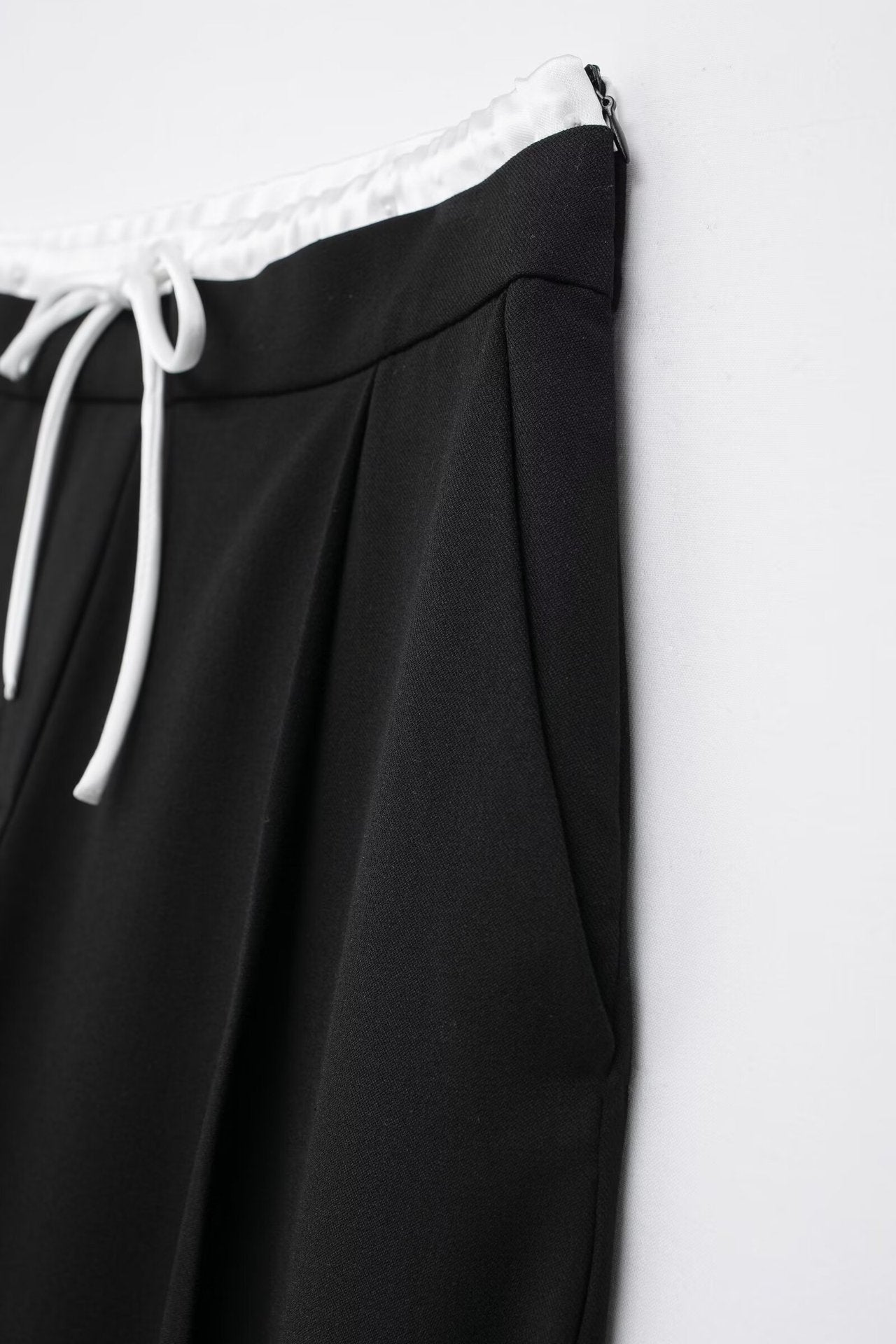 Black Double Waistband Wide Leg Trouser - Nova