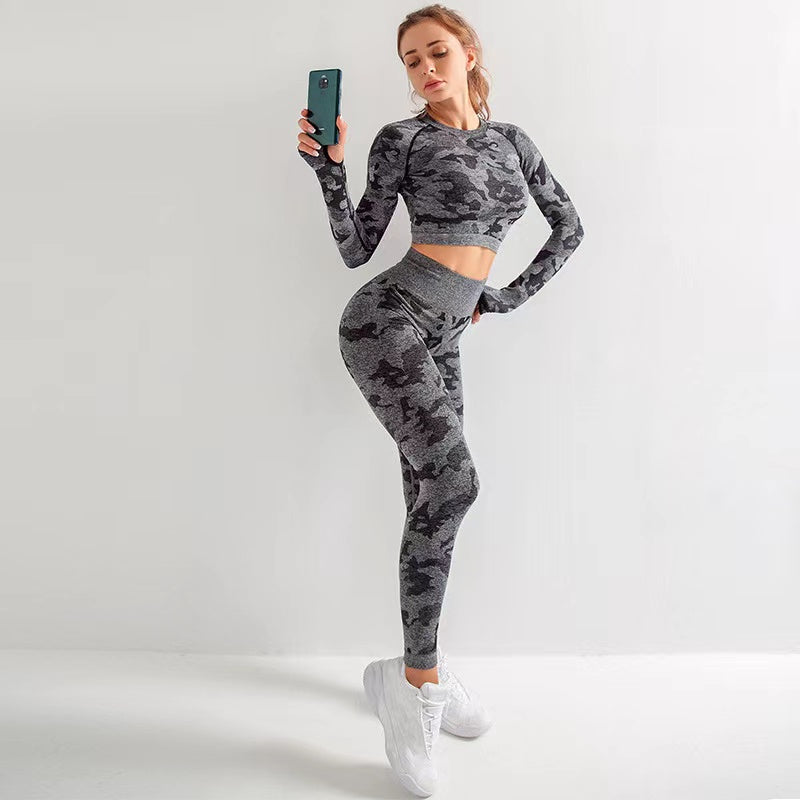 Black Camo Print Thumb Hole Full Sleeve Top - Amelia