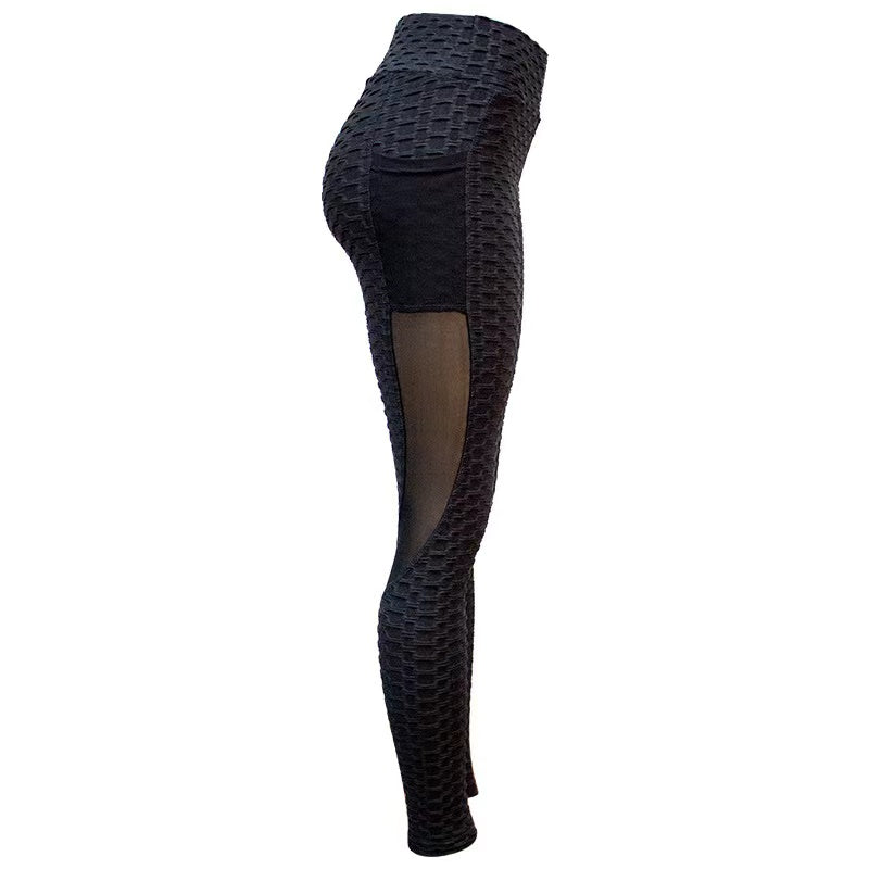 Black Honey Comb Side Mesh Legging - Gianna