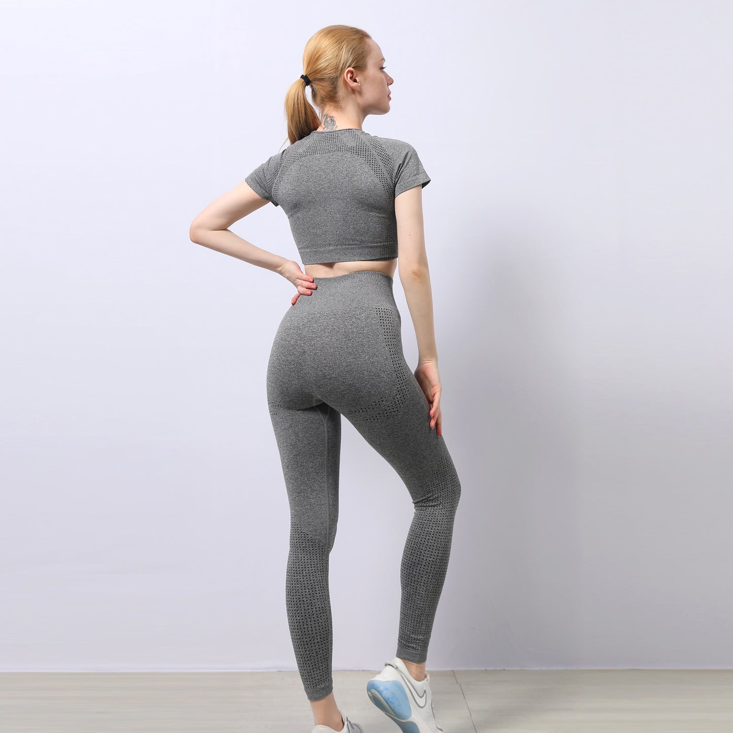DarkGrey Dot Print Ankle Fit Legging - Isabella