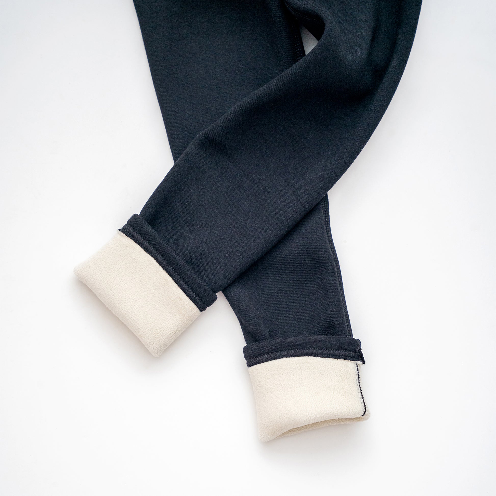 Black Kids' Thermal Fur-Lined School Uniform Leggings - Nora