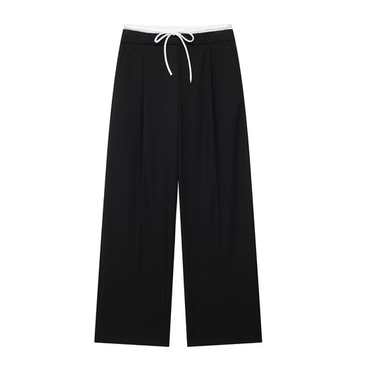 Black Double Waistband Wide Leg Trouser - Nova