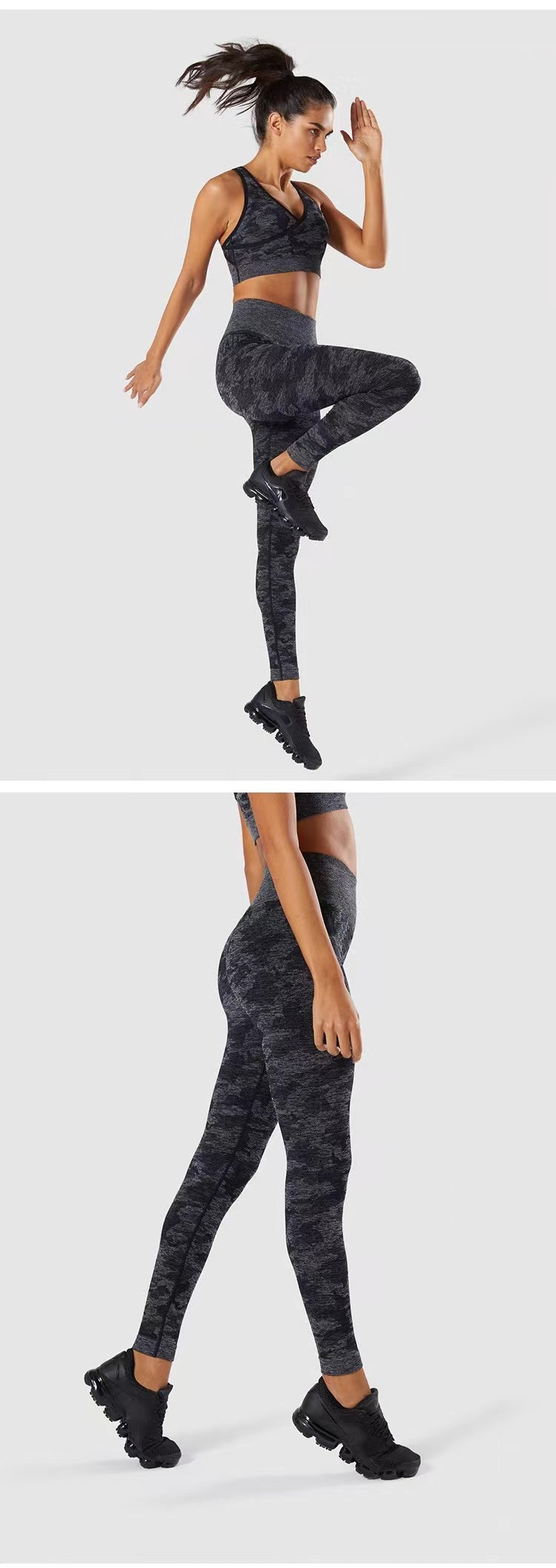 Black Camo Print Ankle Fit Legging - Ava