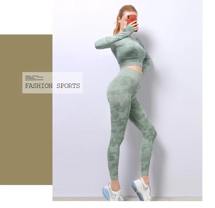 Green Camo Print Ankle Fit Legging - Ava