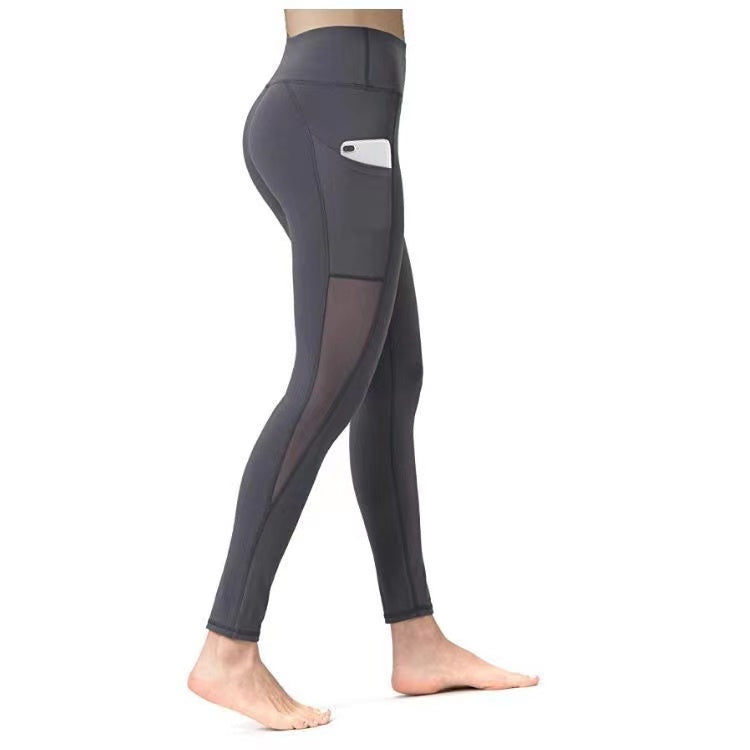 Grey Mobile Pocket And Side Mesh Panel Legging - Eleanor
