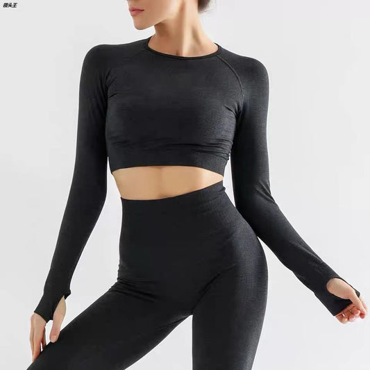 Black Dot Print Thumb Hole Full Sleeve Top - Sophia