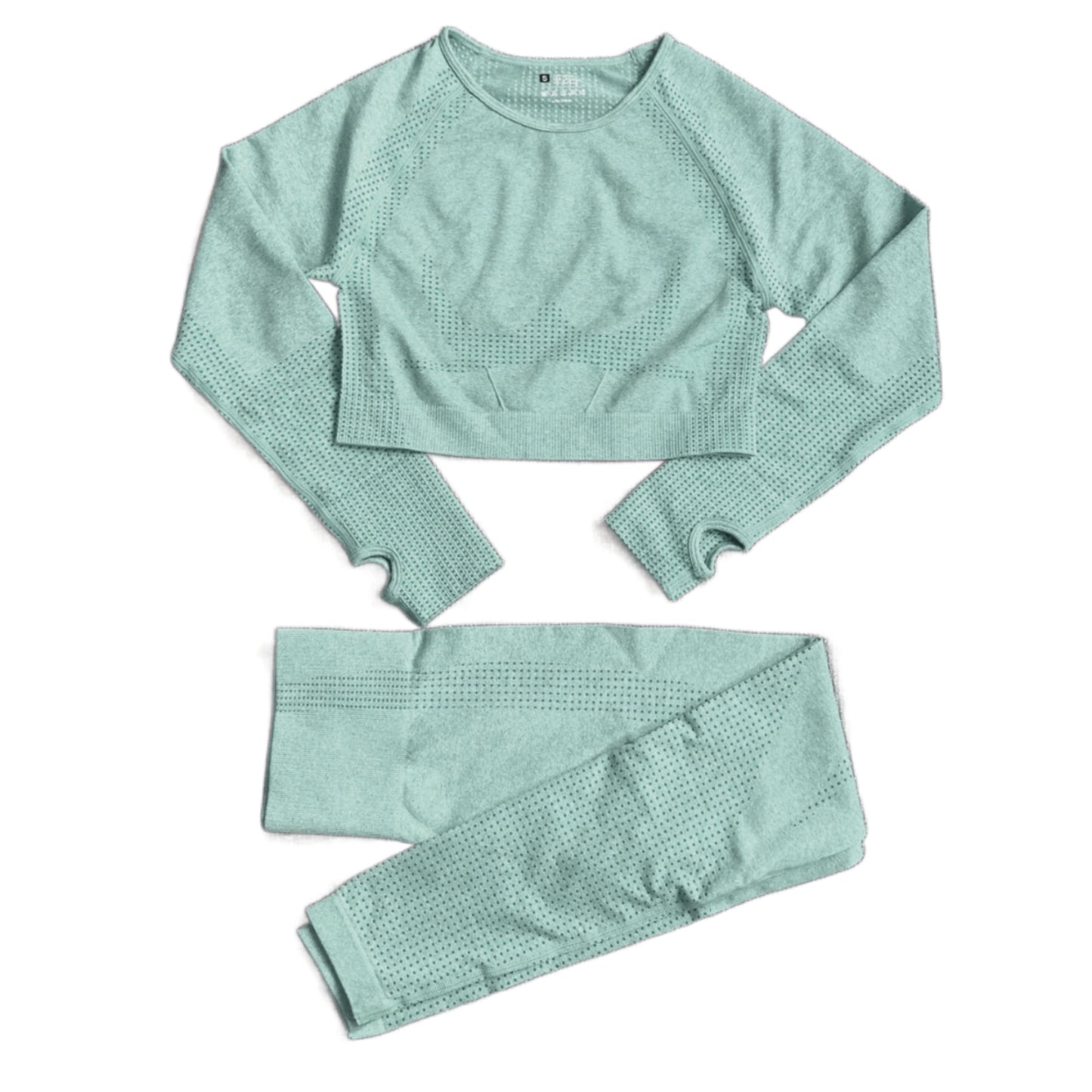 Green Dot Print Thumb Hole Full Sleeve Top - Sophia